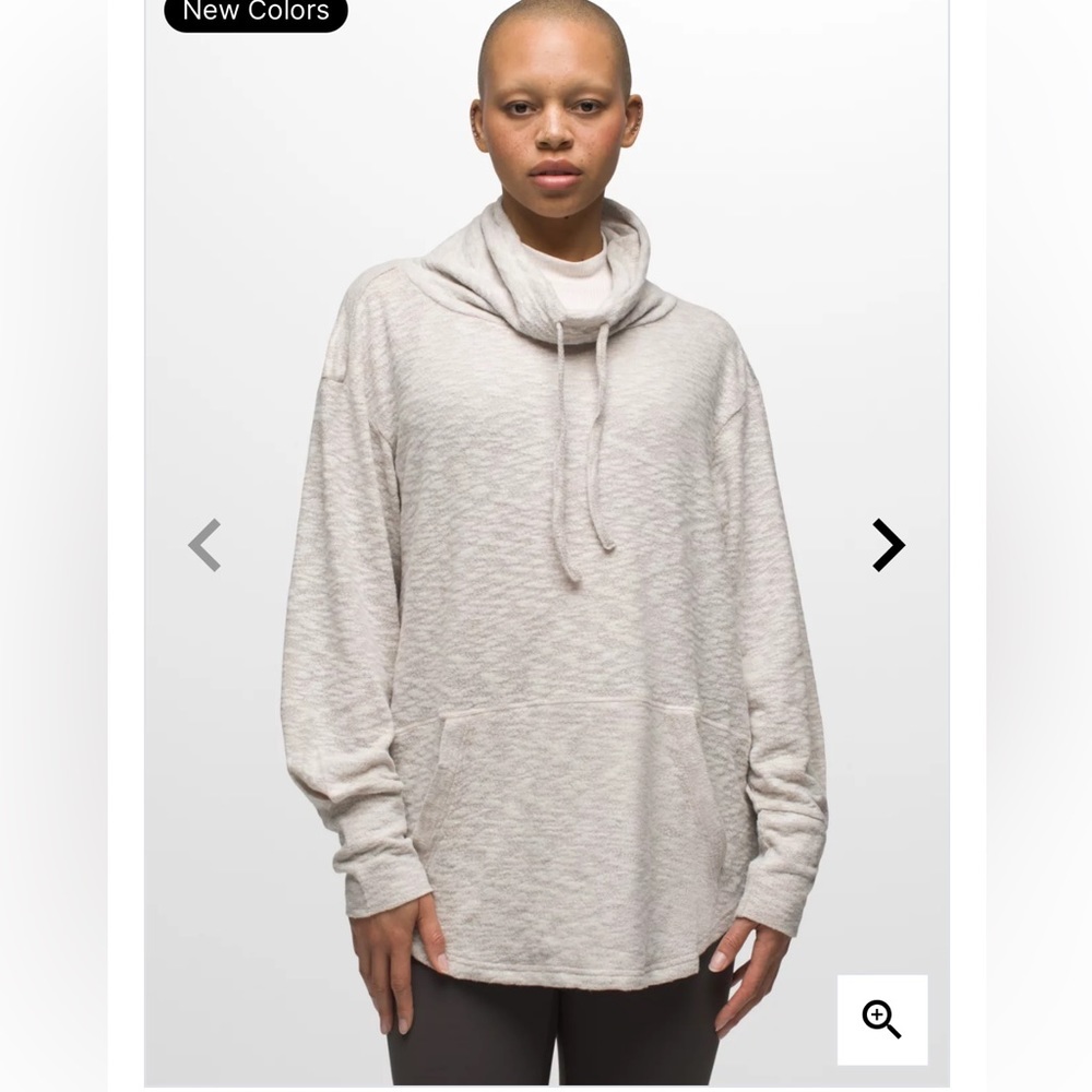Prana Frieda Slub Knit Funnel Neck Pullover Tunic Sweater Oatmeal Medium
